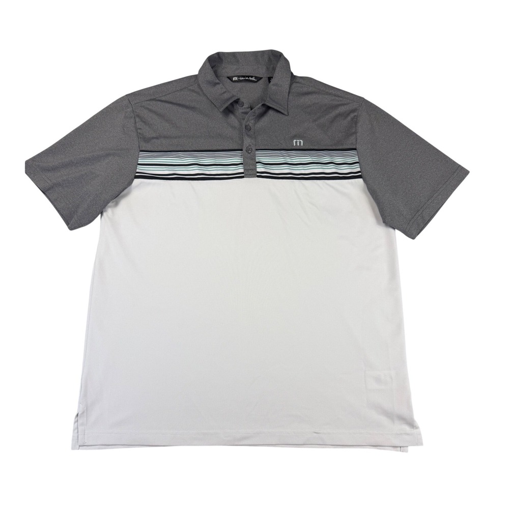Travis Mathew Mens Large Striped Performance Golf Polo Shirt Business Casual